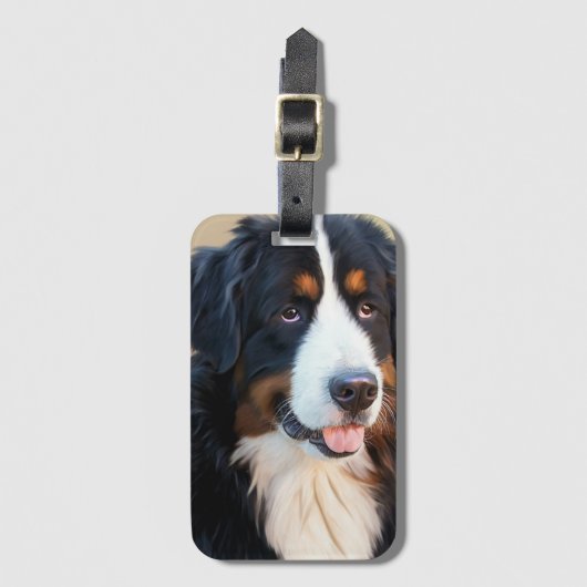 Bernese Mountain Dog Portrait Bagagelabel (Voorkant (verticaal))