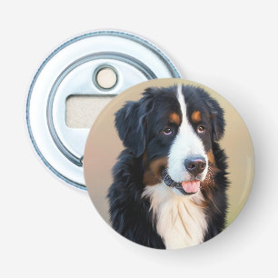 Bernese Mountain Dog Portrait Button Flesopener