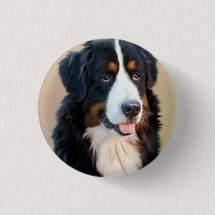 Bernese Mountain Dog Portrait Ronde Button 3,2 Cm