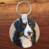 Bernese Mountain Dog Portrait Sleutelhanger (Voorkant)