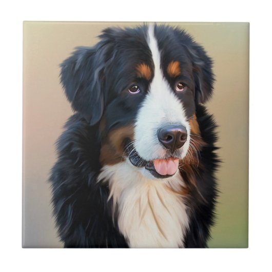 Bernese Mountain Dog Portrait Tegeltje (Voorkant)