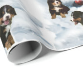 Bernese Mountain Dog Puppies Kerstmis Cadeaupapier (Rol Hoek)