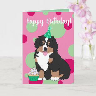 Bernese Mountain Dog Puppy Birthday Kaart