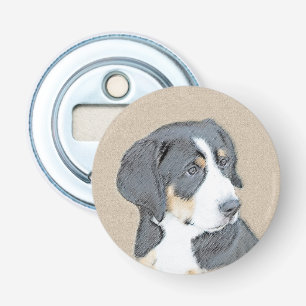 Bernese Mountain Dog Puppy Painting - Originele Ku Button Flesopener