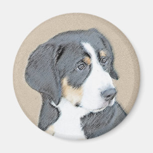 Bernese Mountain Dog Puppy Painting - Originele Ku Magneet