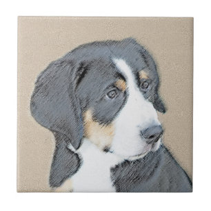 Bernese Mountain Dog Puppy Painting - Originele Ku Tegeltje