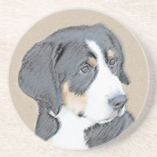 Bernese Mountain Dog Puppy Painting - Originele Ku Zandsteen Onderzetter