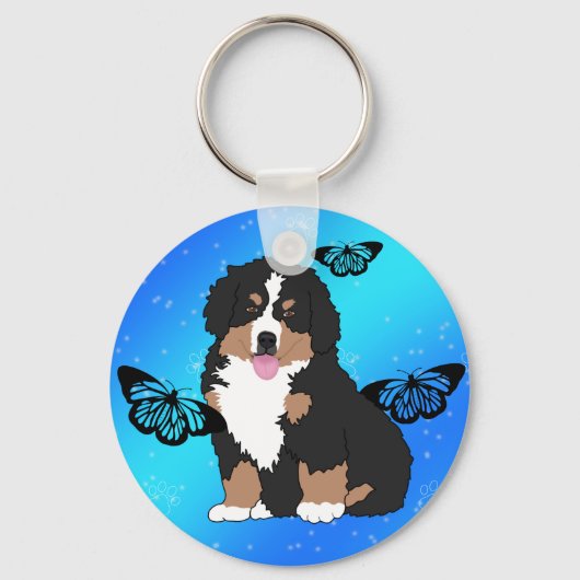 Bernese Mountain Dog Puppy Sleutelhanger (Voorkant)