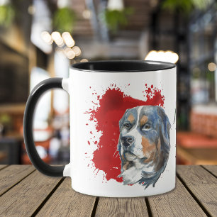 Bernese Mountain Dog Red Abstract Mok
