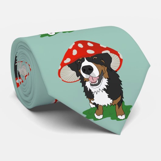 Bernese Mountain Dog Red Mushroom Pet Stropdas (Opgerold)