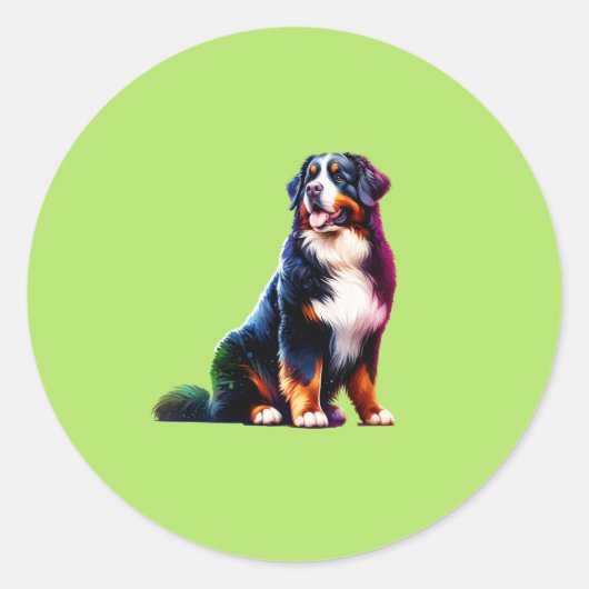 Bernese Mountain Dog Ronde Sticker (Voorkant)