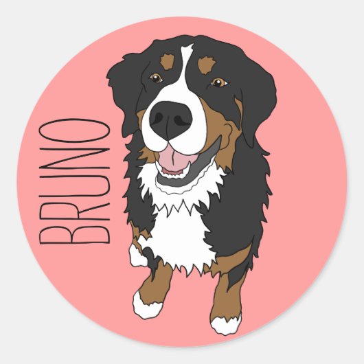 Bernese Mountain Dog Ronde Sticker (Voorkant)