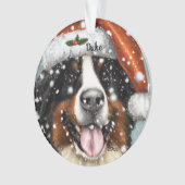 Bernese Mountain Dog, Santa Dog, Kerstmenorum Ornament (voorkant)