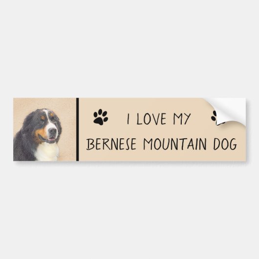 Bernese Mountain Dog-schilderij - Original Dog Art Bumpersticker (Voorkant)