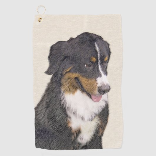 Bernese Mountain Dog-schilderij - Original Dog Art Golfhanddoek (Voorkant)