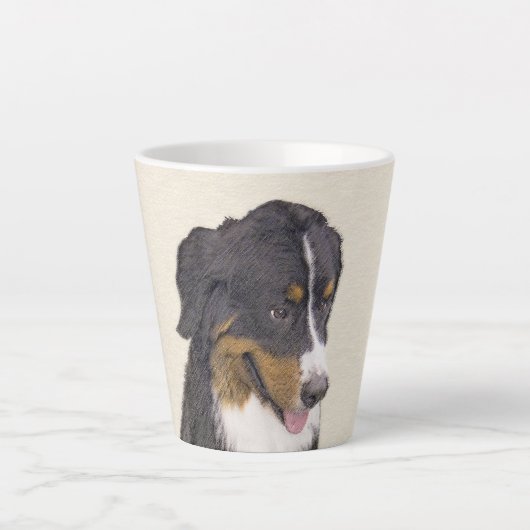 Bernese Mountain Dog-schilderij - Original Dog Art Latte Mok (Voorkant)