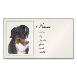 Bernese Mountain Dog-schilderij - Original Dog Art Magnetisch Visitekaartje
