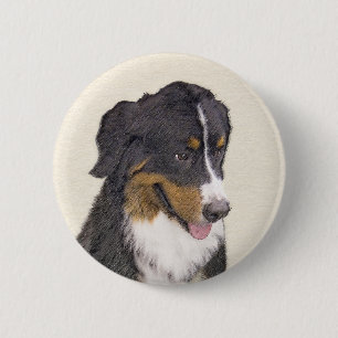 Bernese Mountain Dog-schilderij - Original Dog Art Ronde Button 5,7 Cm