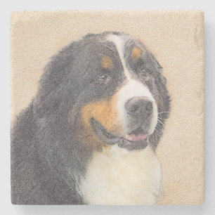 Bernese Mountain Dog-schilderij - Original Dog Art Stenen Onderzetter