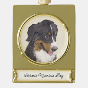 Bernese Mountain Dog-schilderij - Original Dog Art Verguld Banner Ornament