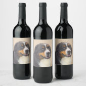 Bernese Mountain Dog-schilderij - Original Dog Art Wijn Etiket (Flessen)