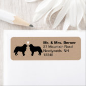 Bernese Mountain Dog Silhouettes met hart Etiket (Insitu)