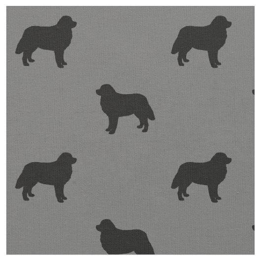 Bernese Mountain Dog Silhouettes Patterned Stof (Close Up)