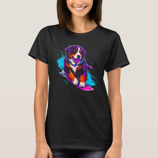 Bernese Mountain Dog Snowboarding T-shirt (Voorkant)