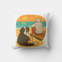 Bernese Mountain Dog Sunset Beach Companion Kussen