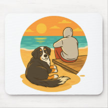 Bernese Mountain Dog Sunset Beach Companion