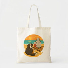 Bernese Mountain Dog Sunset Beach Companion Tote Bag
