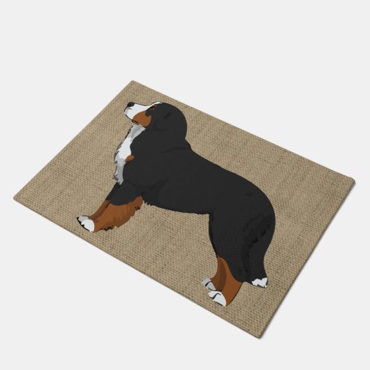 Bernese Mountain Dog Tan Burlap Deurmat (Schuin)