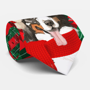 Bernese Mountain Dog Tartan Past Kerstmis Stropdas