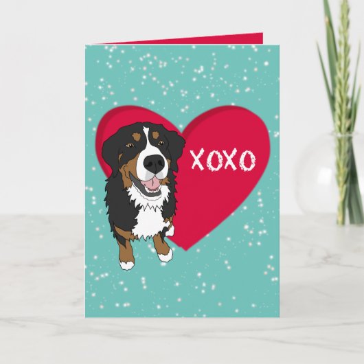 Bernese Mountain Dog Valentijnsdag Bedankkaart (Voorkant)