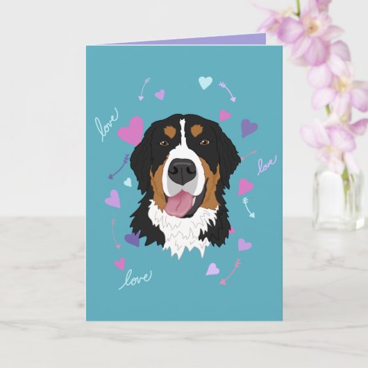 Bernese Mountain Dog Valentijnsdag Kaart (Orchidee)