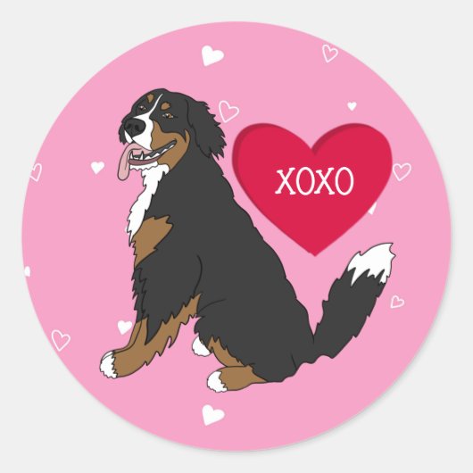 Bernese Mountain Dog Valentijnsdag Ronde Sticker (Voorkant)