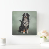 Bernese Mountain Dog Vierkante Klok (Huis)