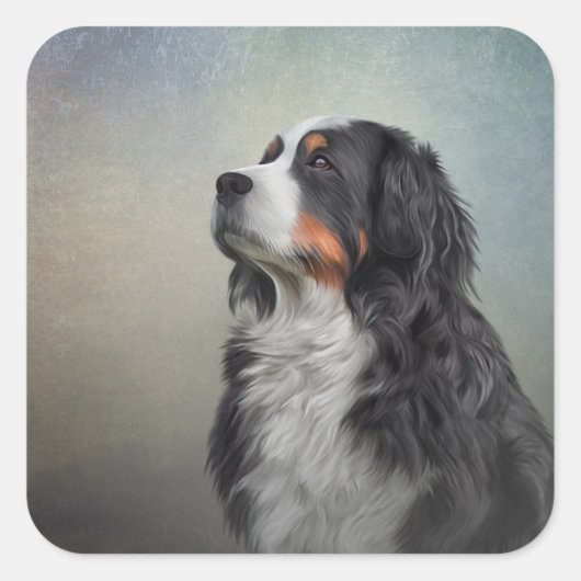Bernese Mountain Dog Vierkante Sticker (Voorkant)