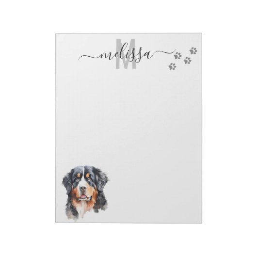 Bernese Mountain Dog Waterverf Monogram Notitieblok (Gedraaid)