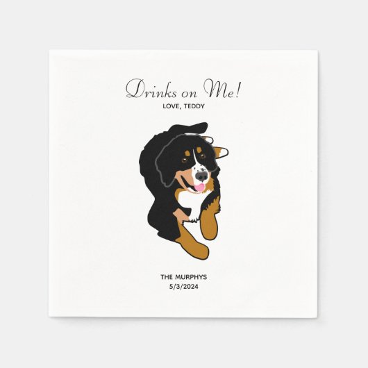 Bernese Mountain Dog Wedding Cocktail Napkins Servet (Voorkant)