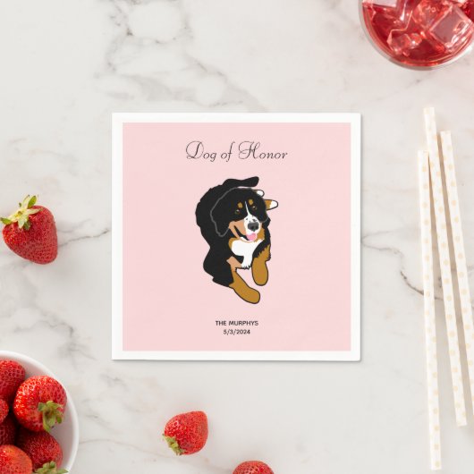 Bernese Mountain Dog Wedding Cocktail Napkins Servet (Insitu)
