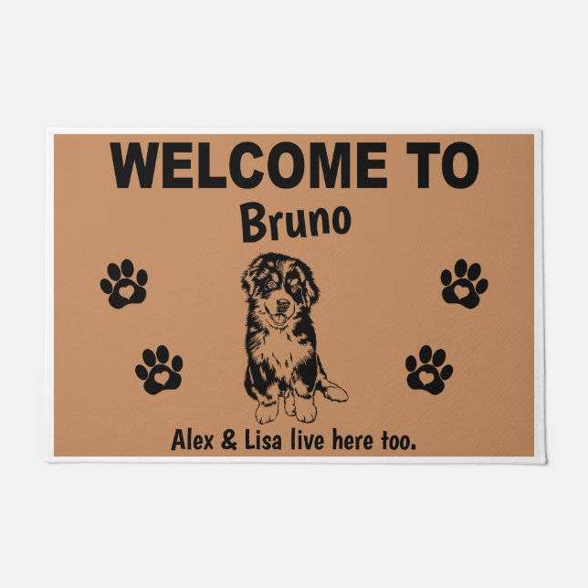 Bernese Mountain Dog Welcome Home Personalized     Deurmat (Voorkant)