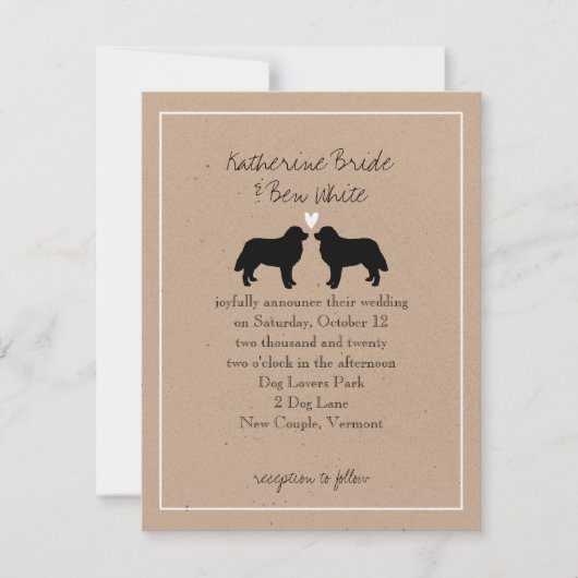 Bernese Mountain Dogs Wedding Invitation Kaart (Voorkant)