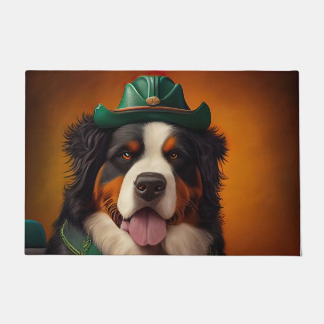 Bernese Mountain Driving Bike St. Patrick's Day Deurmat (Voorkant)
