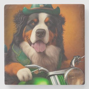 Bernese Mountain Driving Bike St. Patrick's Day Stenen Onderzetter
