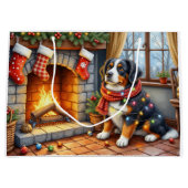 Bernese Mountain Fireplace with Christmas Lights Groot Cadeauzakje (Voorkant)