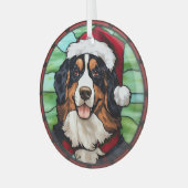 Bernese Mountain Glas in lood Kerst Glas Ornament (Voorkant links)
