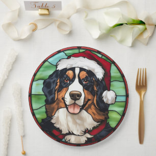 Bernese Mountain Glas in lood Kerst Papieren Bordje