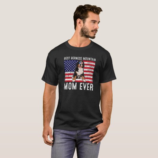 Bernese Mountain Ma Usa American Flag Dog Owner T-shirt (Voorkant volledig)
