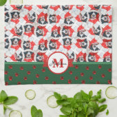 Bernese Mountain Pattern Monogram Kersthond Theedoek (Gevouwen)